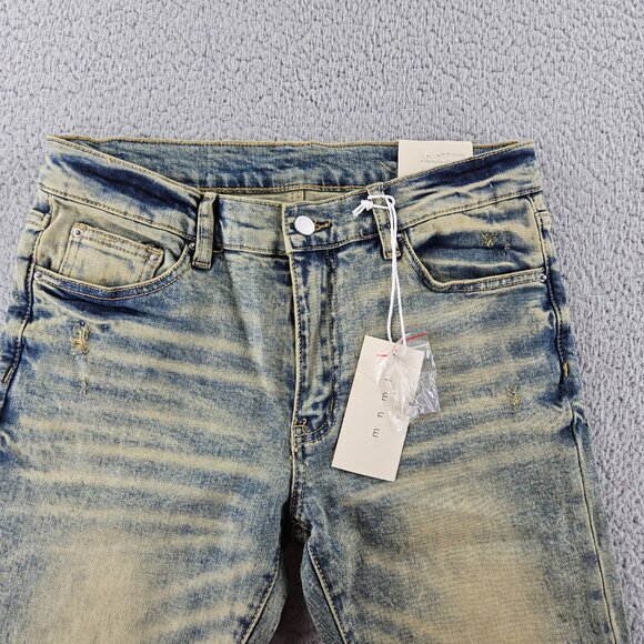 mnml Jeans Mens 31 Blue Skinny Fit Distressed X146 Stretch Denim - Picture 2 of 16